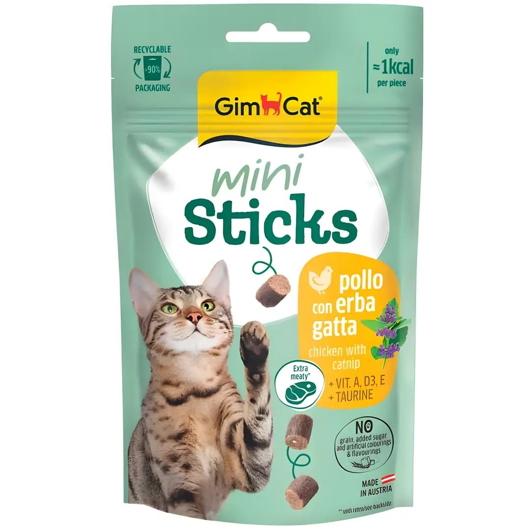 GimCat Kedi Ödülü Tavuklu ve Catnipli Mini Sticks 50 Gr